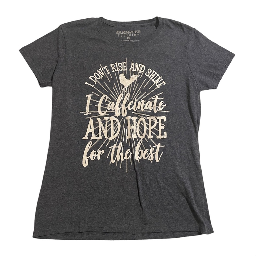 Small Heather Blue “I don’t rise and shine” T-Shirt